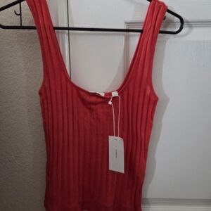 Vince Scarlet Ribbed Tank Top